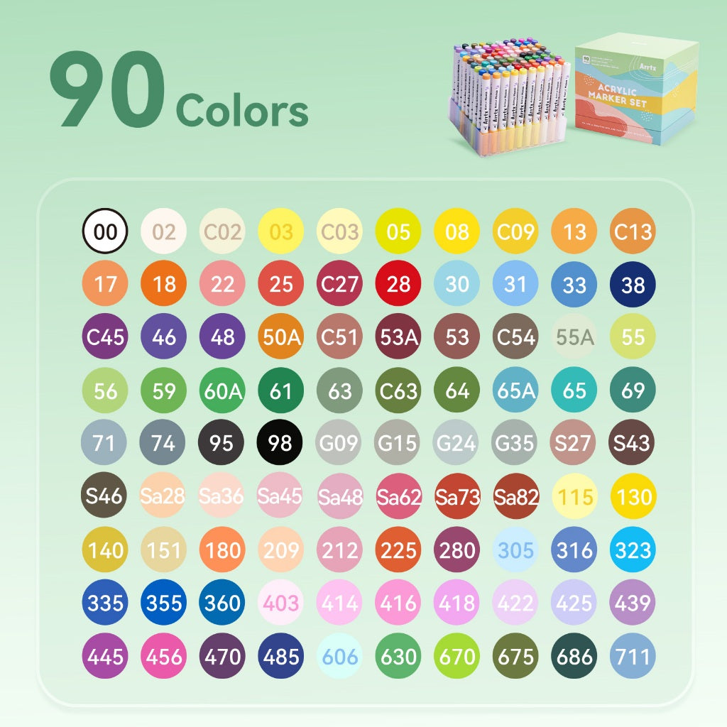 Arrtx 90B Acrylic Paint Markers Brush Tip – Landscape Color Collection