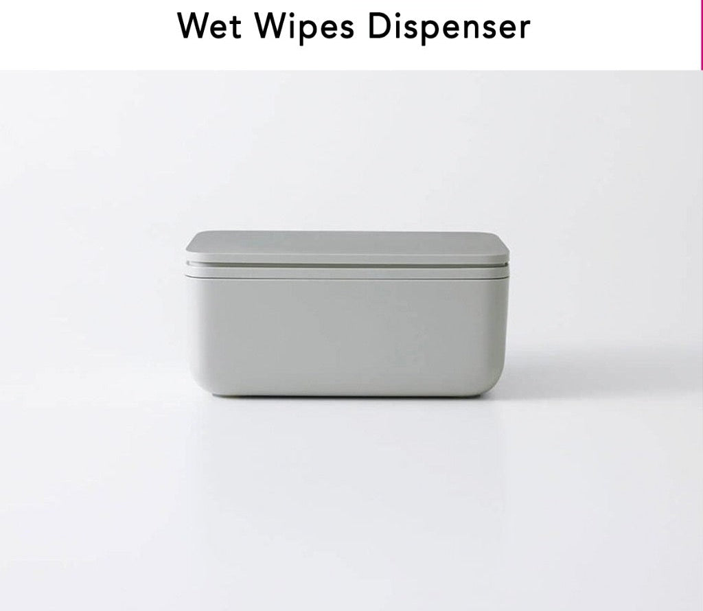 Wet Wipe Dispenser Gray/White by Marna | One-Touch Lid | Moisture-Lock Gasket | Japanese Design