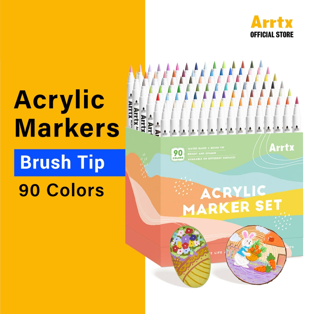 Arrtx 90B Acrylic Paint Markers Brush Tip – Landscape Color Collection