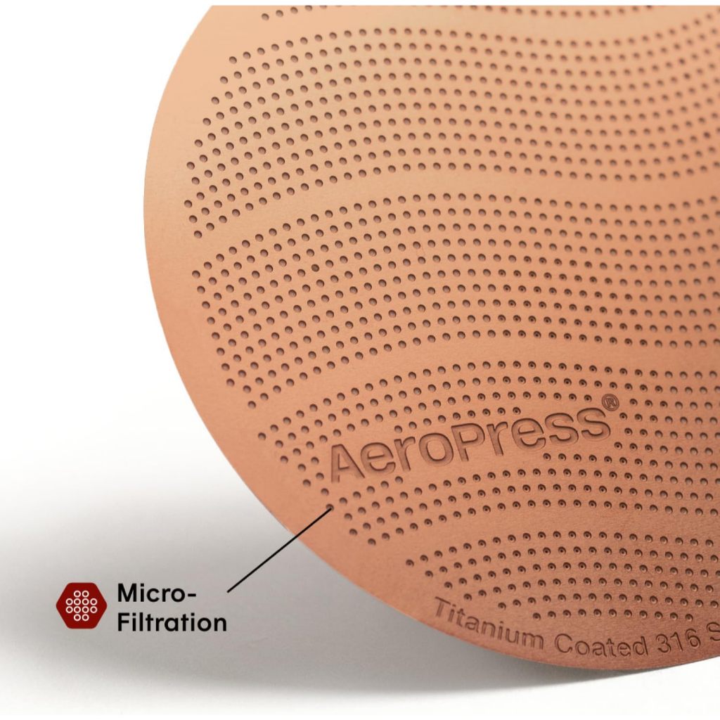 AeroPress Gold Tone Metal Filter Standard | Reusable Titanium-Coated 316 Stainless Steel Filter