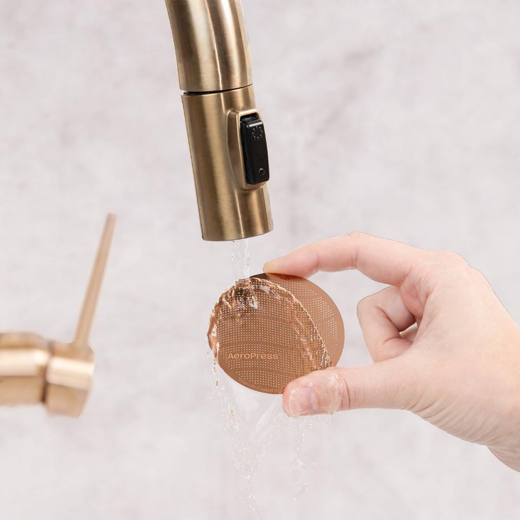 AeroPress Gold Tone Metal Filter Standard | Reusable Titanium-Coated 316 Stainless Steel Filter