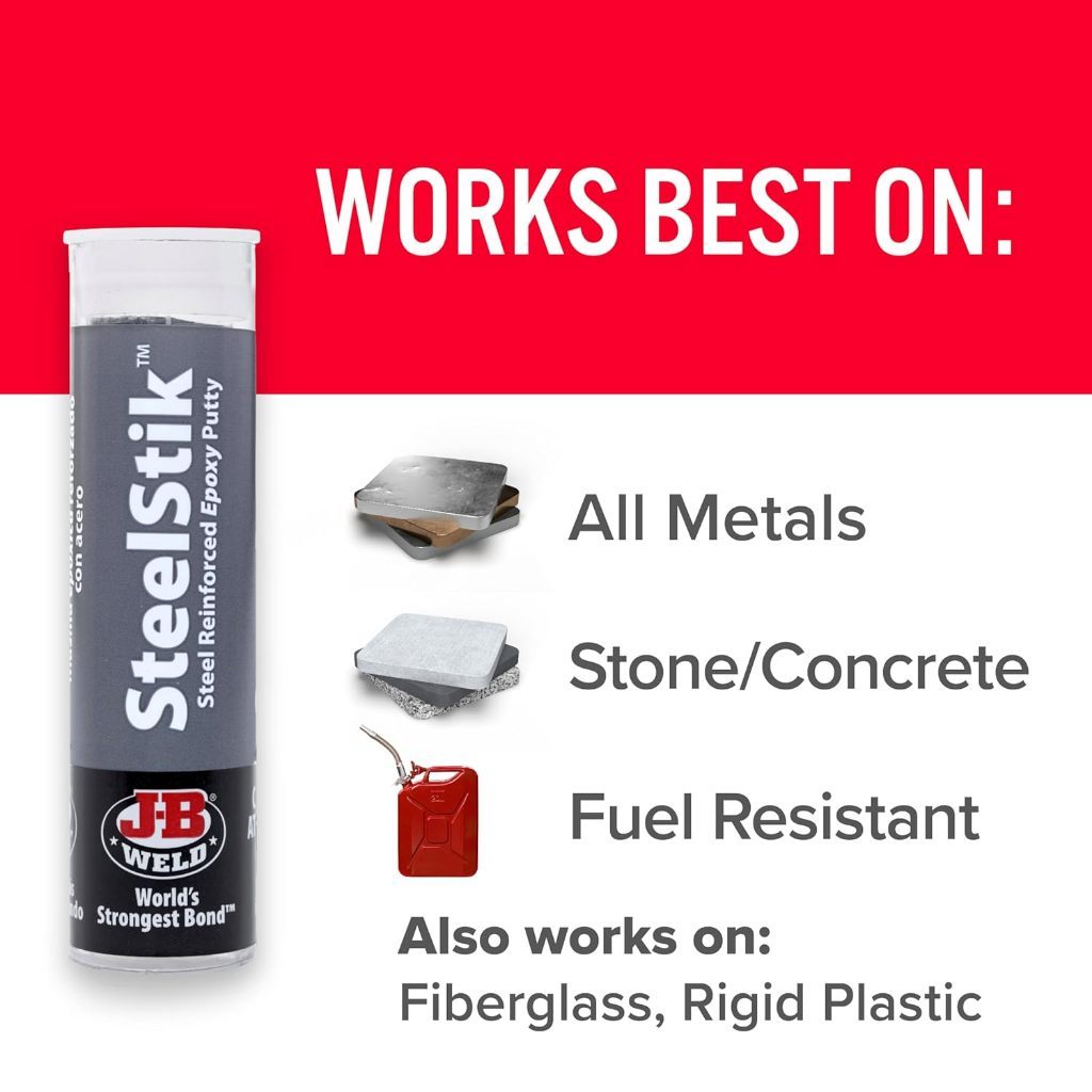 J-B Weld SteelStik Steel Reinforced Epoxy Putty Stick 2oz | Fast Setting Metal Repair Putty