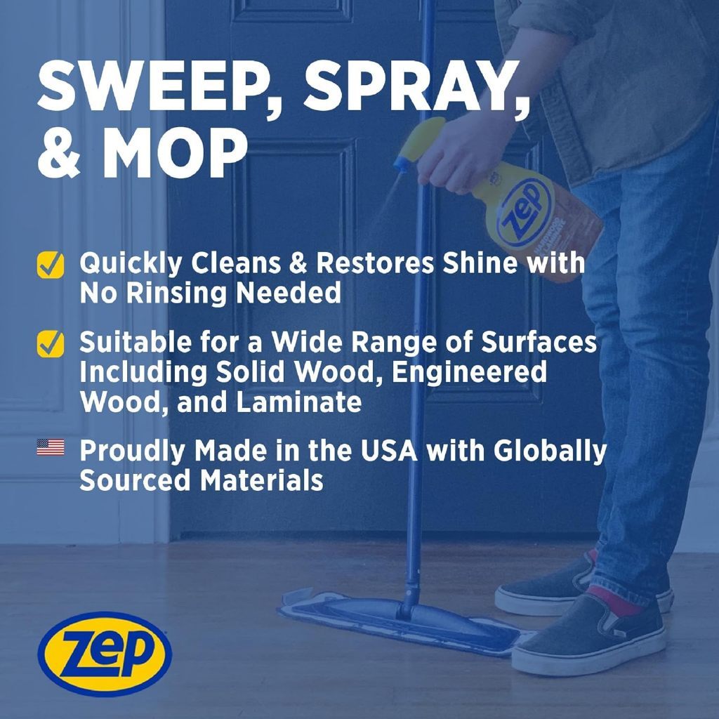 Zep Hardwood & Laminate Floor Cleaner 946ml No Rinse Streak-Free Wood Floor Cleaner