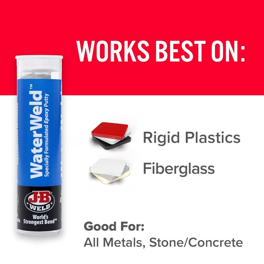 J-B Weld WaterWeld Underwater Epoxy Putty Stick 2oz | Waterproof Plumbing & Marine Repair Putty