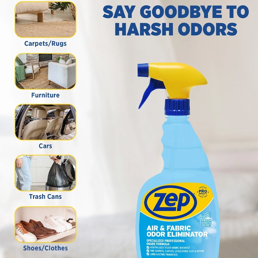 Zep Air & Fabric Odor Eliminator Spray 32/128oz Trash Odor & Fabric Freshener