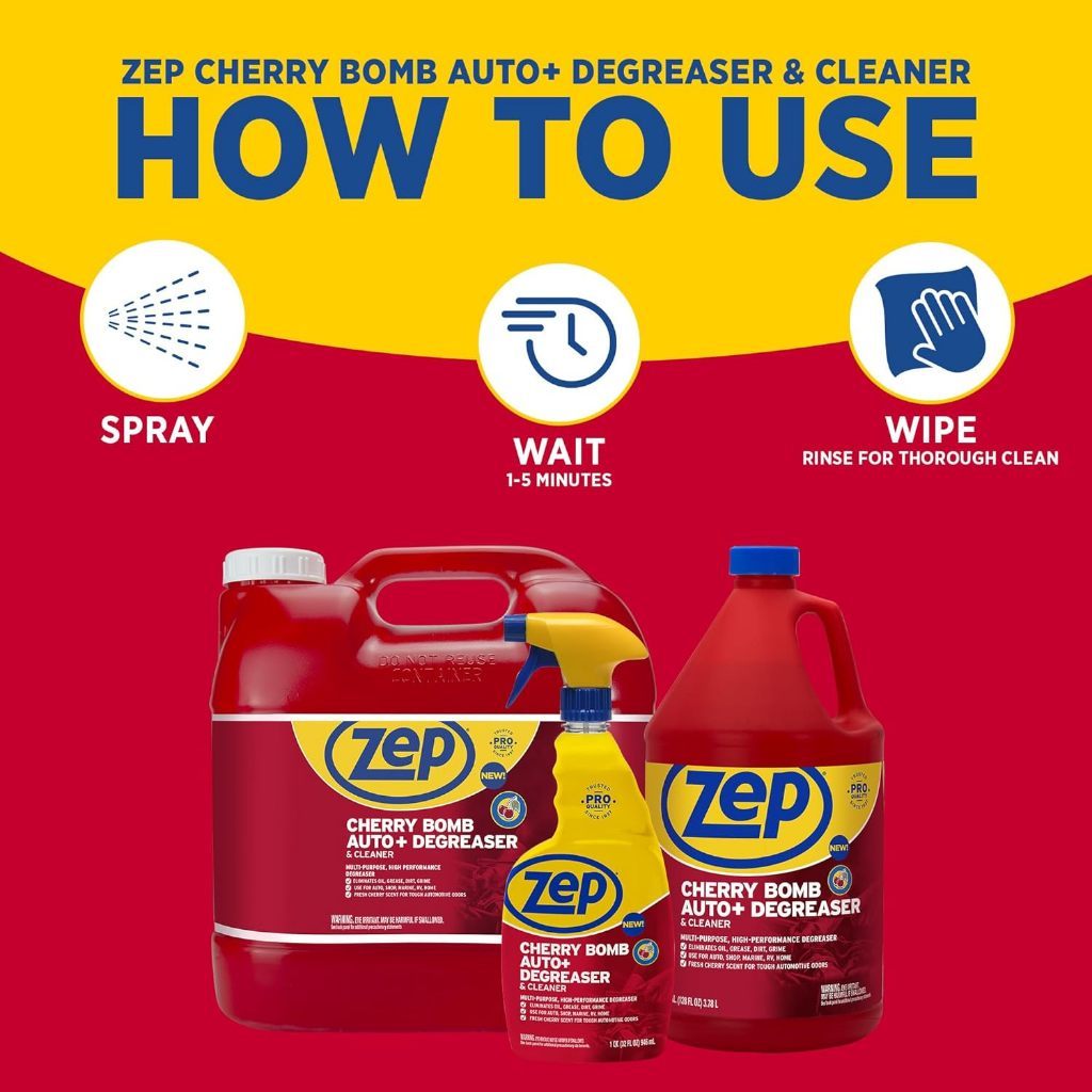 Zep Cherry Bomb Auto+ Degreaser 3.78L Heavy Duty Cleaner for Car, Marine & Home Made in USA