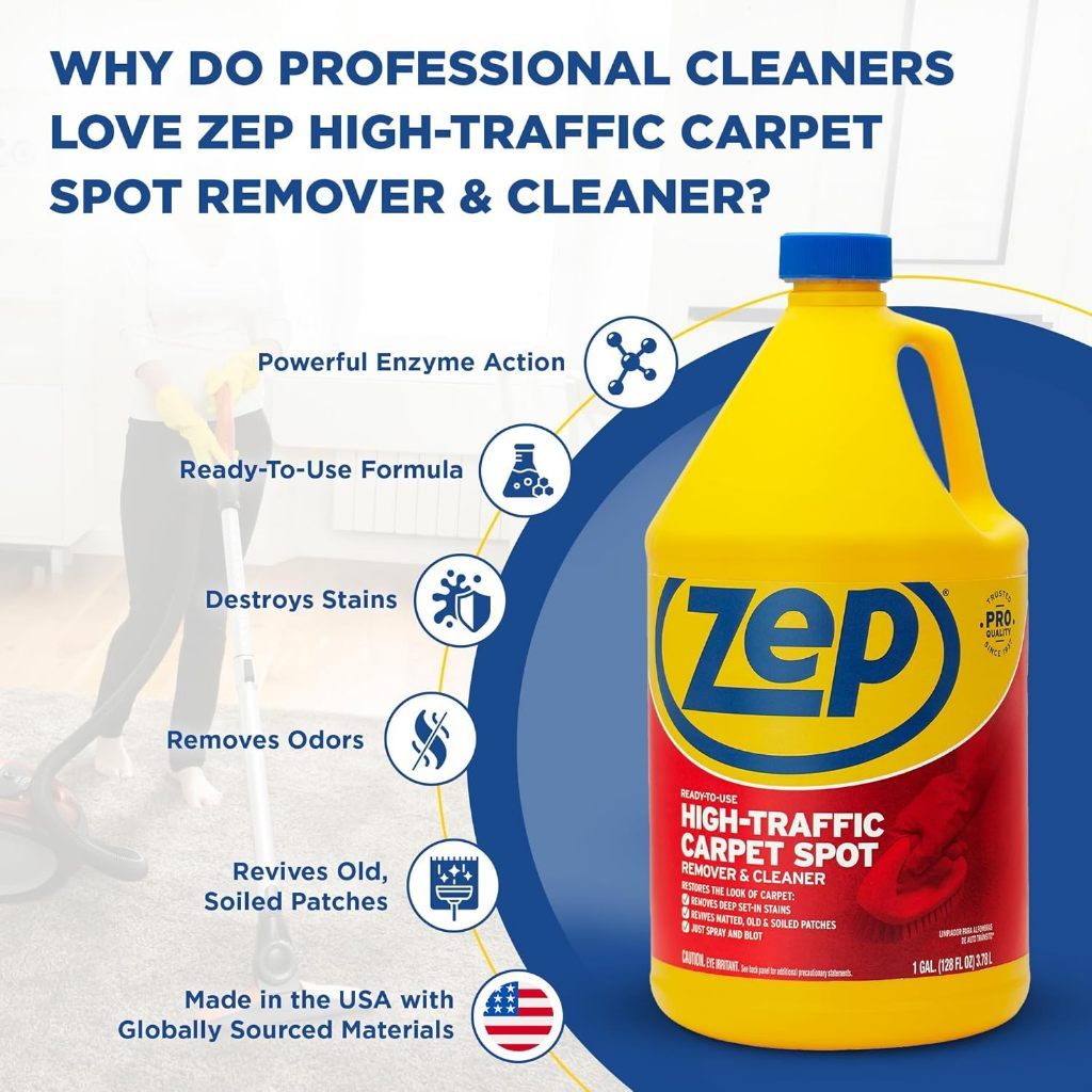 Zep High-Traffic Carpet Spot Remover & Cleaner 3.78L Enzyme Stain & Odor Remover