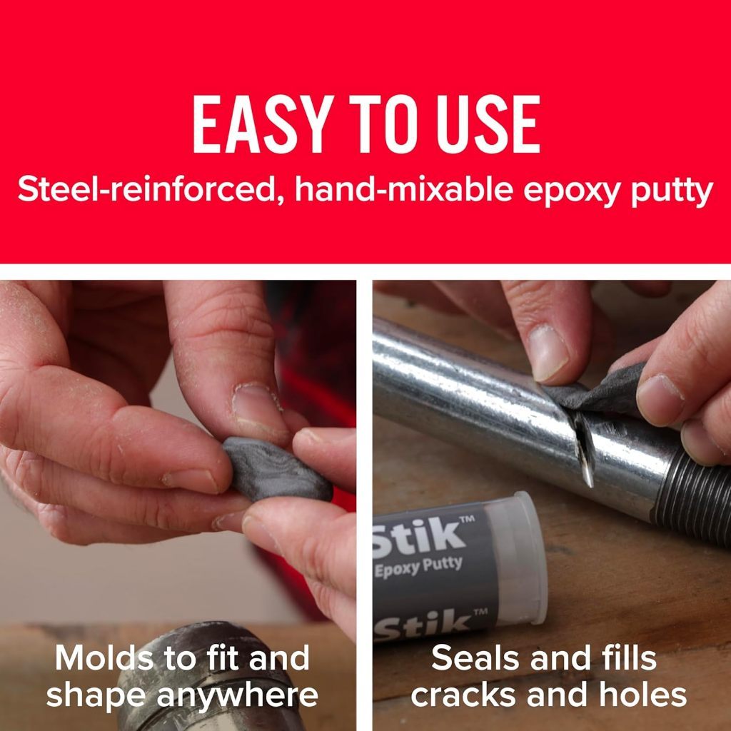 J-B Weld SteelStik Steel Reinforced Epoxy Putty Stick 2oz | Fast Setting Metal Repair Putty