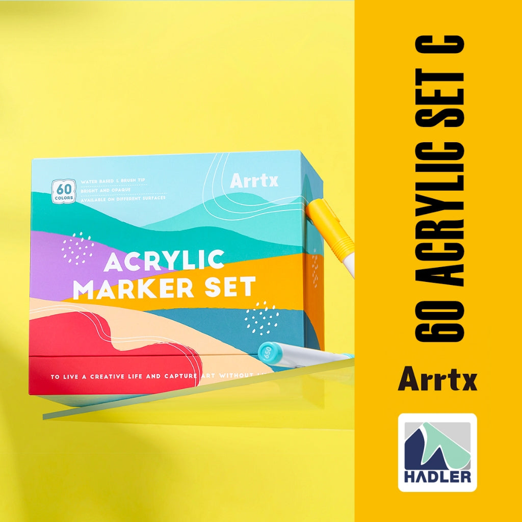 Arrtx 60 Colors Acrylic Marker Brush Tip Set C