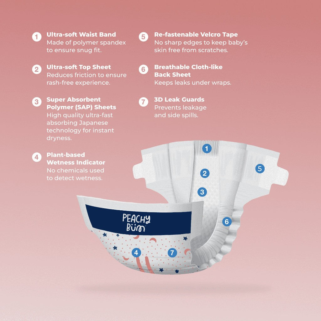 Peachy Bum Cloud Soft Diaper Pants - Large Size (38 Pieces)