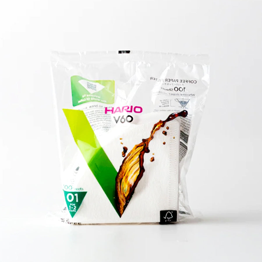 Hario V60 White Paper Coffee Filters – Size 01 (100 Sheets)