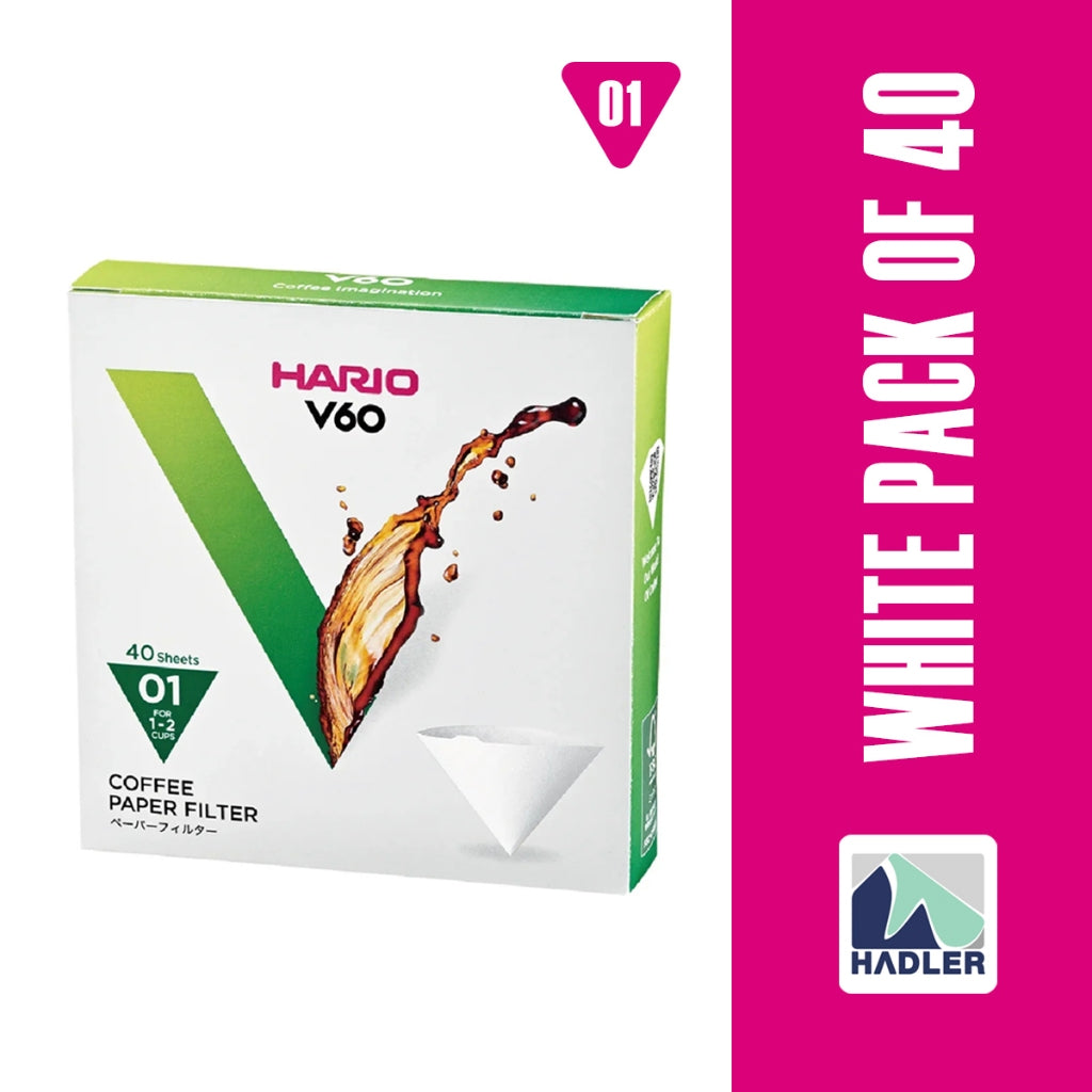 Hario V60 White Filter Paper Size 01 – Box of 40