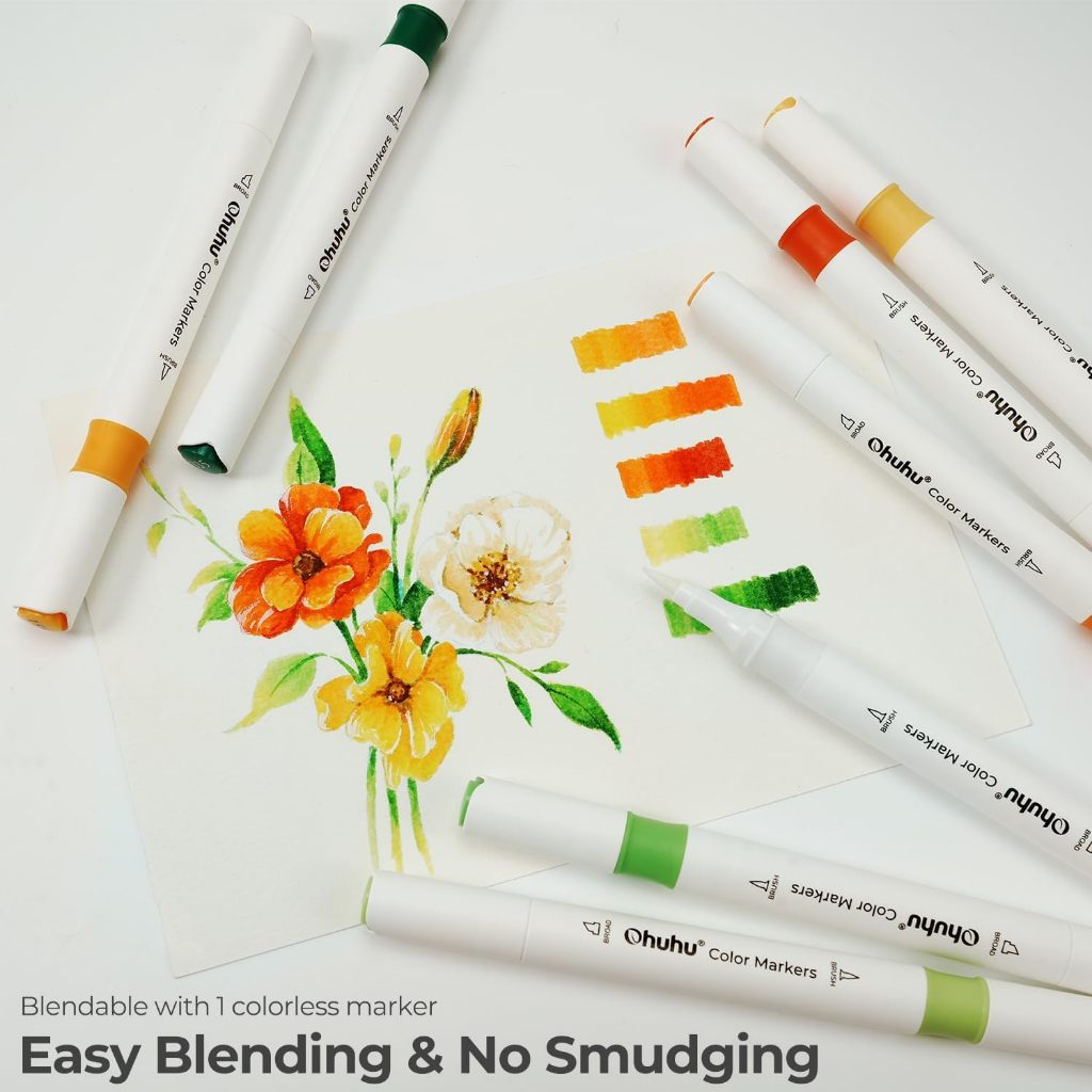 Ohuhu 64-Color Dual Tip Brush and Chisel Water Based Markers