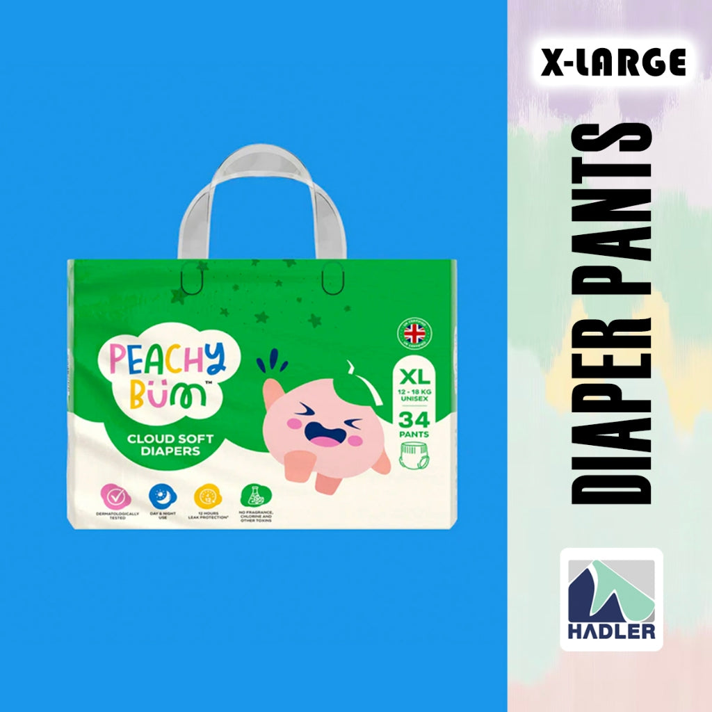 Peachy Bum Cloud Soft Diaper Pants - X Large Size (34 Pieces)