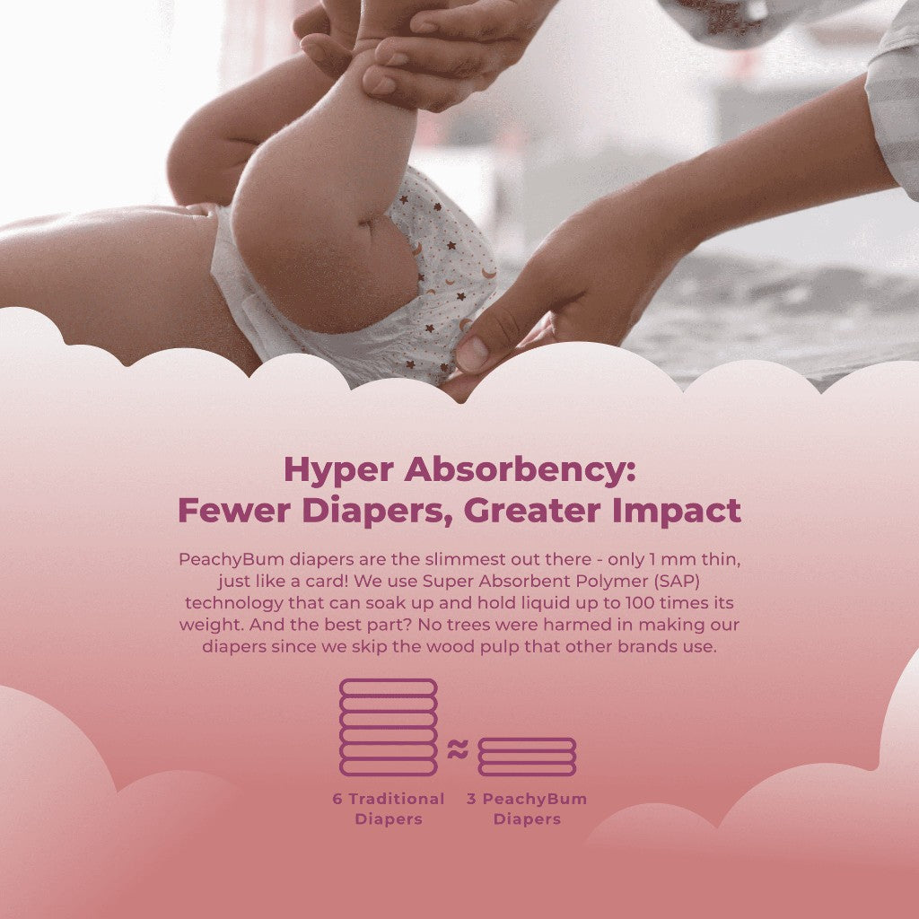 Peachy Bum Cloud Soft Tape Diapers - For New Born (62 Diapers)