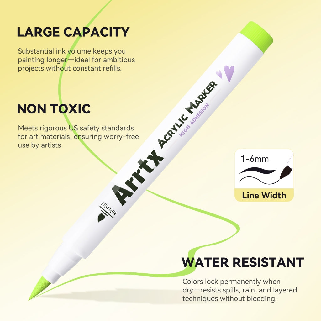 Arrtx 60 Colors Acrylic Marker Brush Tip Set C