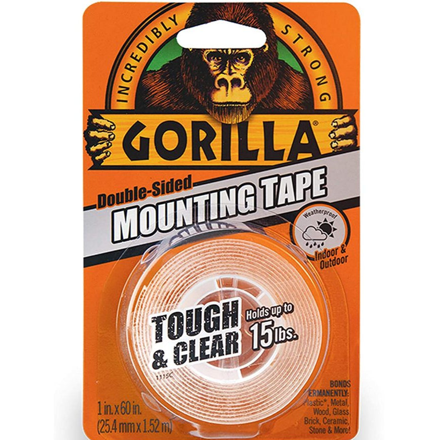 Gorilla 60" Tough & Clear Clear Double-Sided Mounting Tape – Industrial Strength, Weatherproof Bond