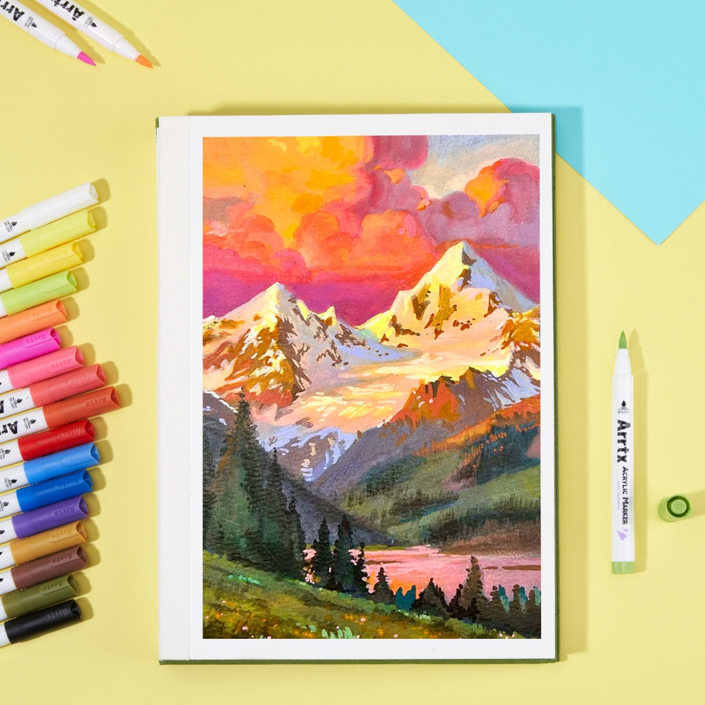 Arrtx 60 Colors Acrylic Marker Brush Tip Set C