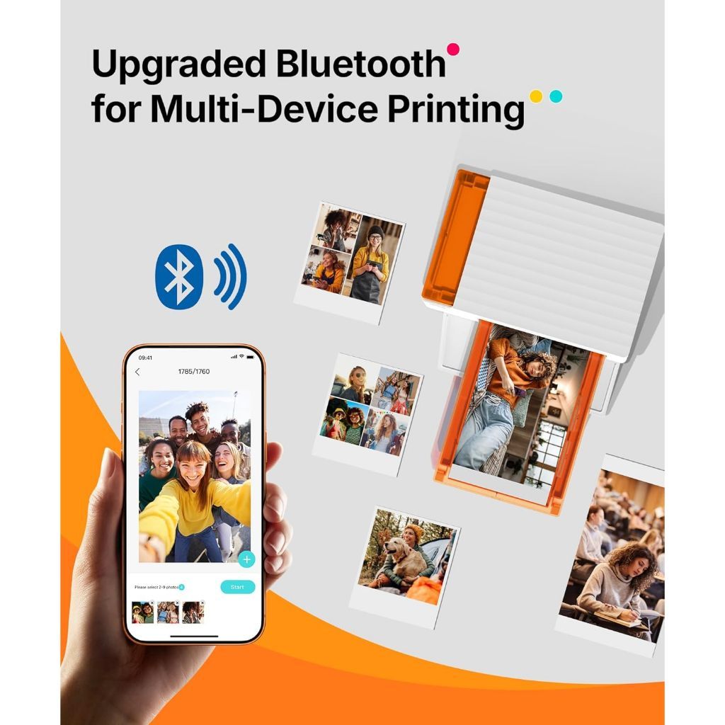 Liene Amber M110 Desktop Photo Printer Bundle | Bluetooth Connect | 80 Sheets Print Paper 2 Cartidges