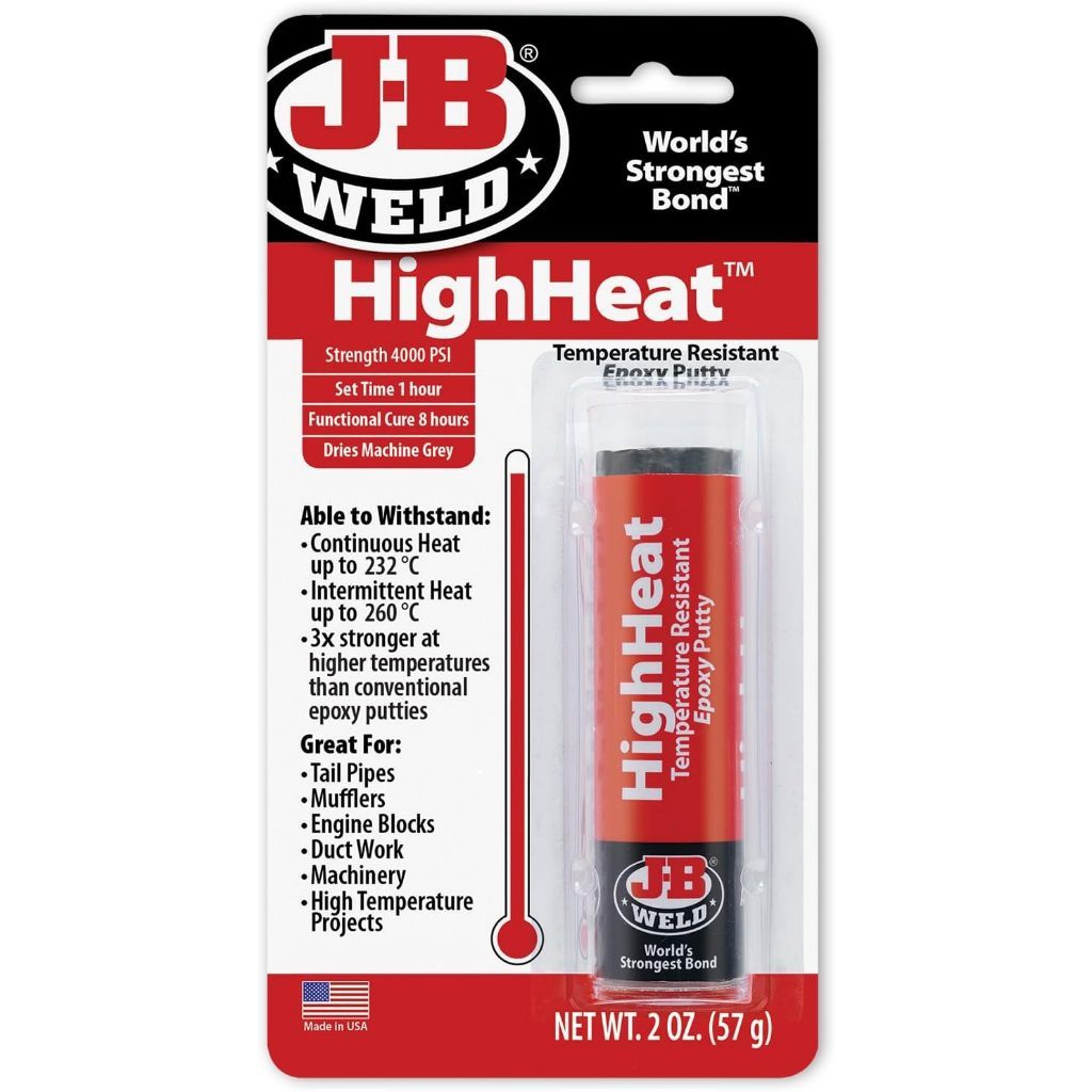 J-B Weld HighHeat Epoxy Putty Stick 2oz | Heat Resistant Metal Repair up to 500°F (260°C)