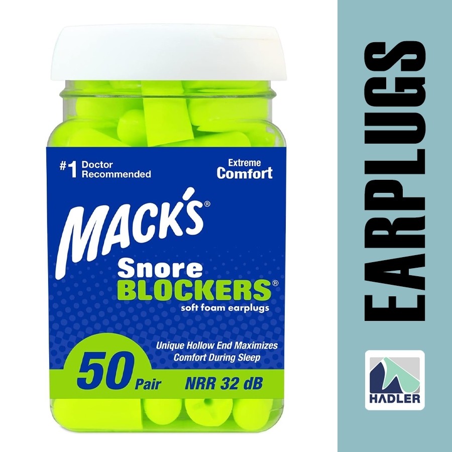 Mack's Snore Blockers Earplugs (50 Pairs) – 32dB High NRR Foam Ear Plugs for Sleeping & Snoring