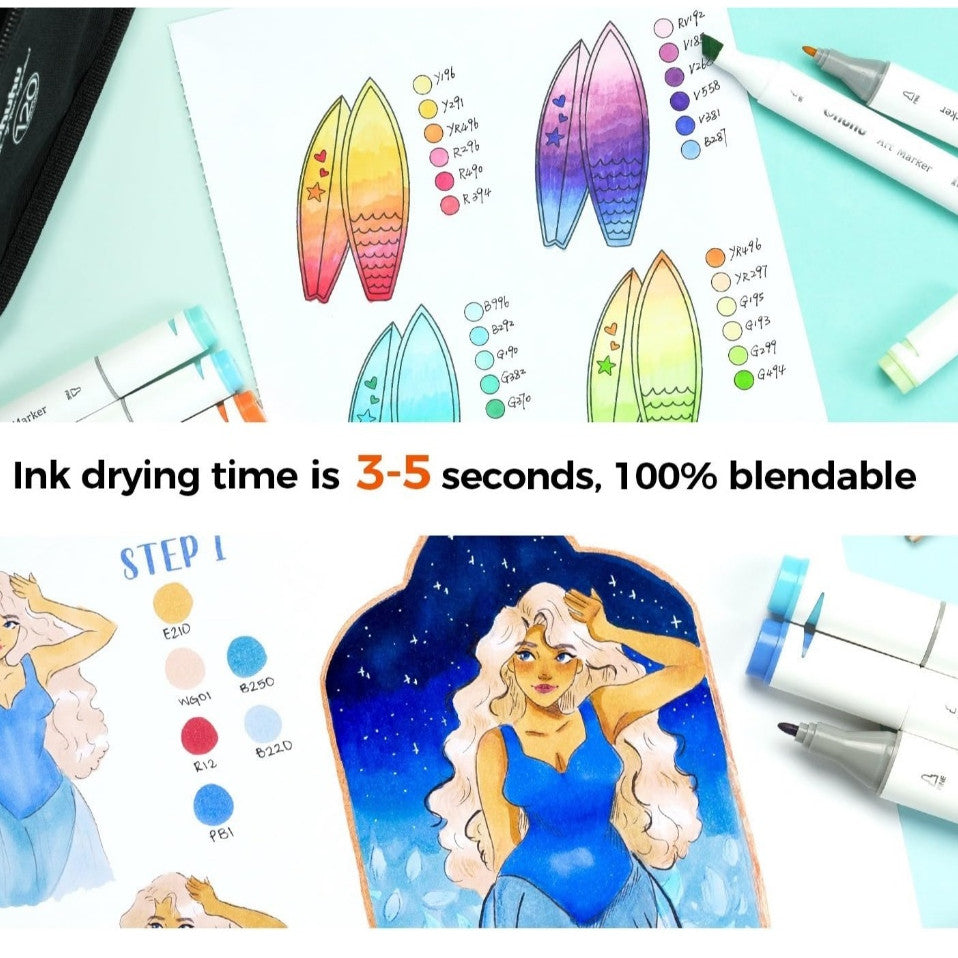 Ohuhu Bleedproof Marker Sketchbook 7×10" / 9×12" | 150gsm Double-Sided Paper