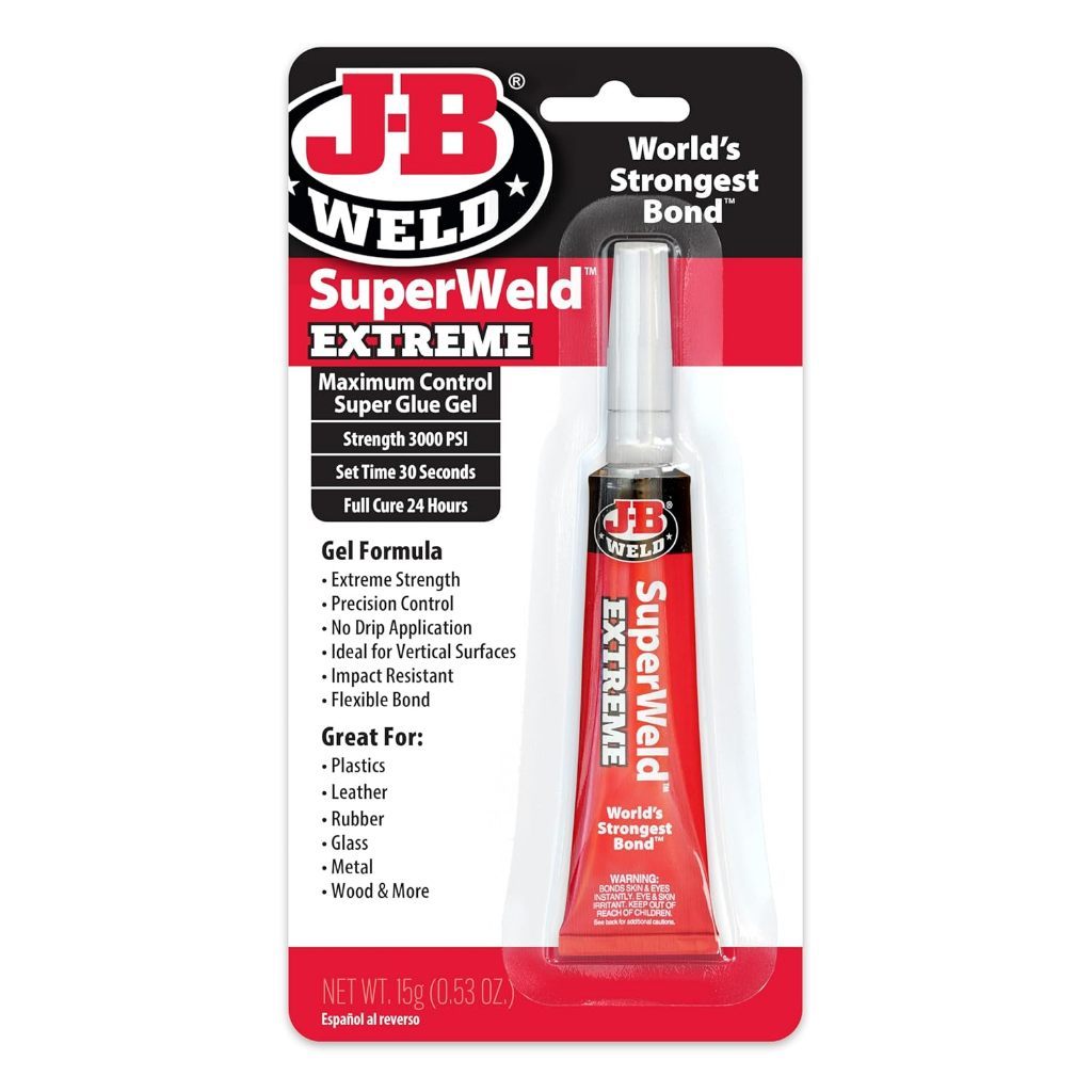 J-B Weld SuperWeld Extreme Super Glue 15g | High-Strength Instant Adhesive | No-Drip Formula