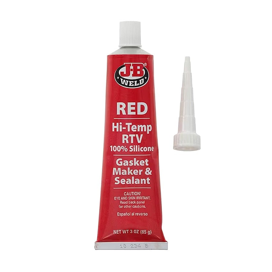 J-B Weld Hi-Temp Red RTV Silicone Gasket Maker & Sealant 3oz | Waterproof Automotive Sealant