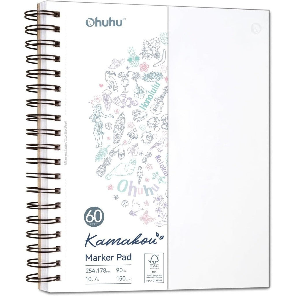 Ohuhu Bleedproof Marker Sketchbook 7×10" / 9×12" | 150gsm Double-Sided Paper