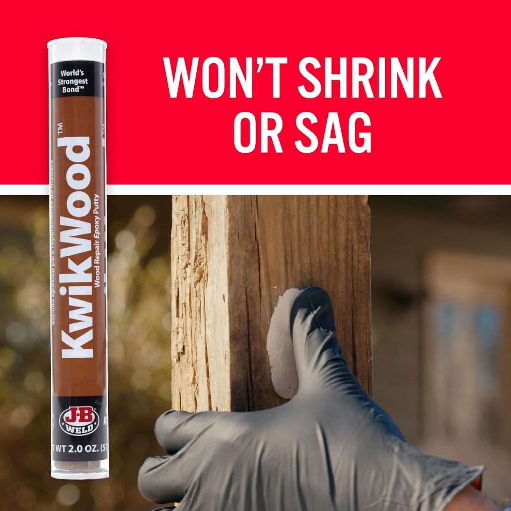 J-B Weld KwikWood Wood Repair Epoxy Putty Stick 7 Inch | High Strength Wood Filler | Repair Compound