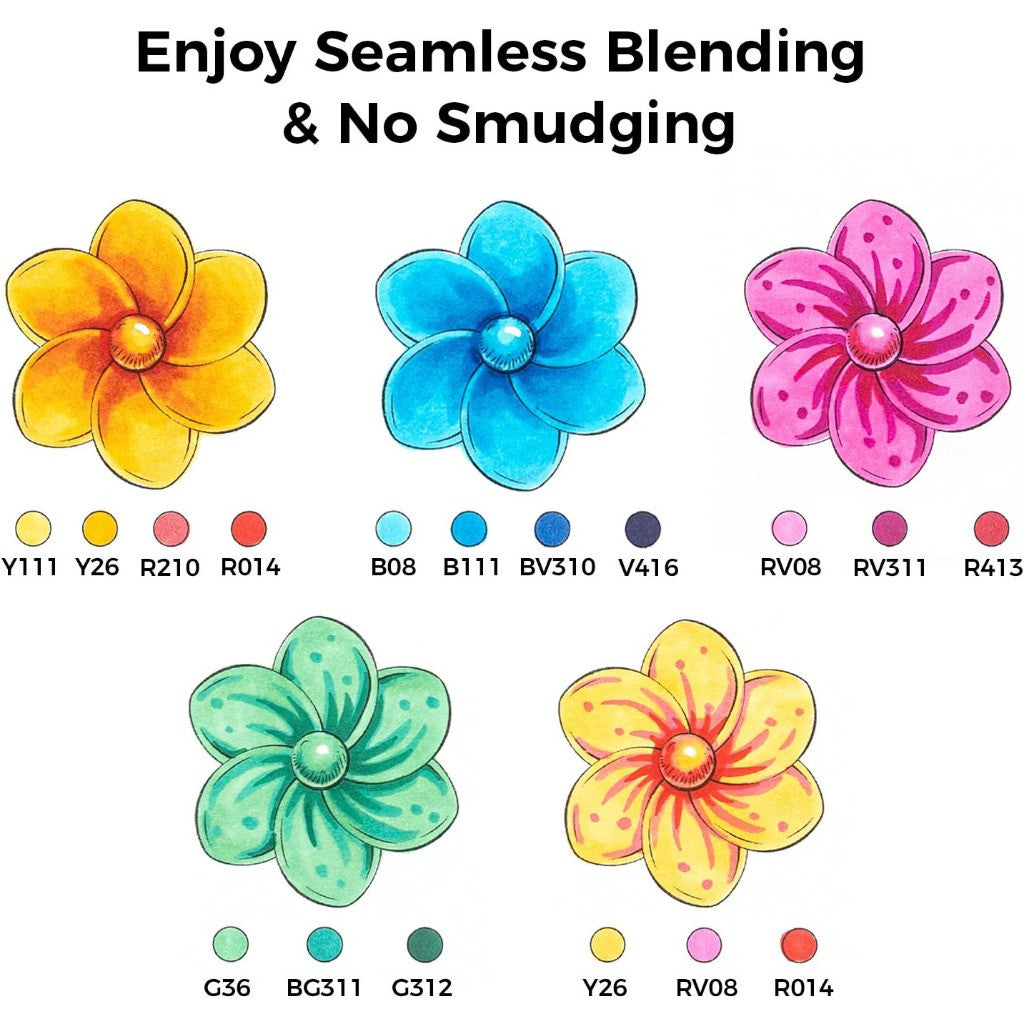 Ohuhu Honolulu 2S Series Alcohol Markers – Brush & Soft Chisel Tip Dual-End Art Marker Set for Artists
