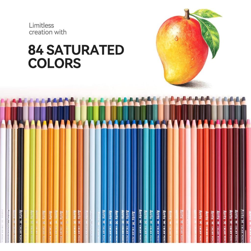 Arrtx 84 Soft Core Colored Pencils Artist Grade Set (5.0mm Soft Core for Drawing & Adult Coloring)