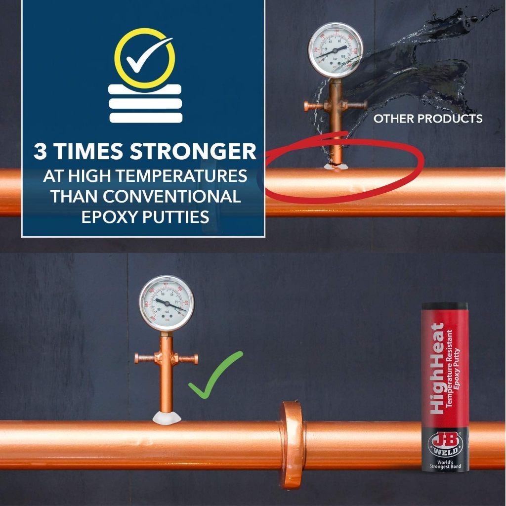 J-B Weld HighHeat Epoxy Putty Stick 2oz | Heat Resistant Metal Repair up to 500°F (260°C)