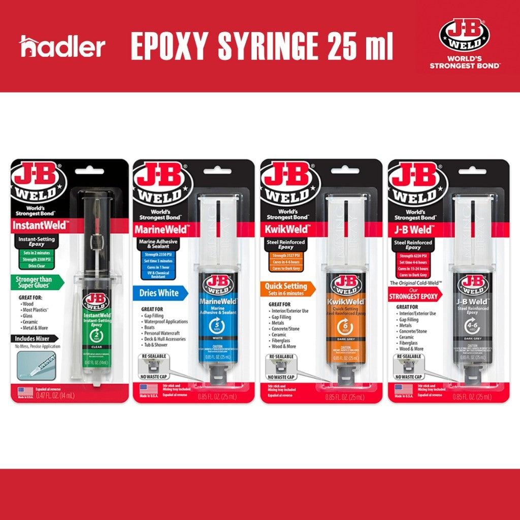 J-B Weld Epoxy Adhesive Range – Steel, KwikWeld, MarineWeld, InstantWeld, Plastic High Strength