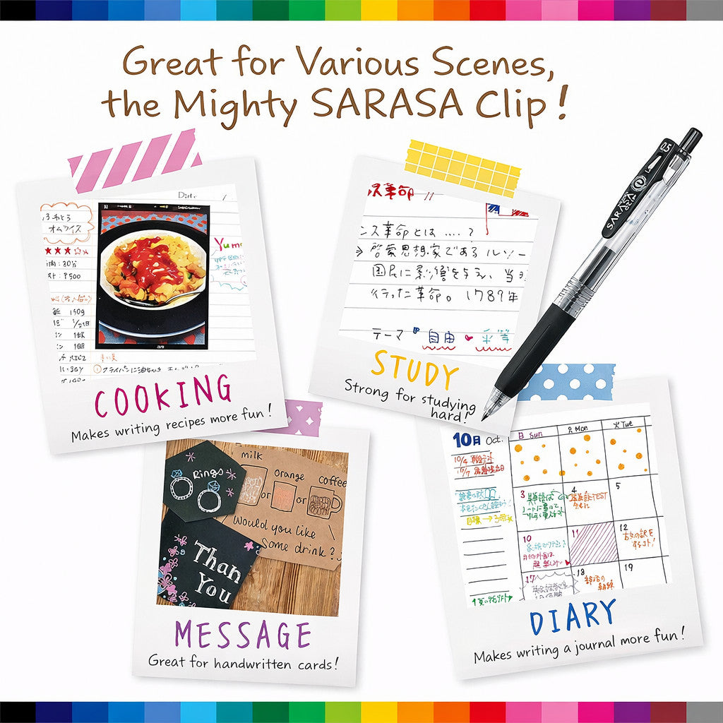 Zebra Sarasa Clip Gel Pen 0.5mm 20 Colours Set – Smooth Writing, Retractable, Binder Clip