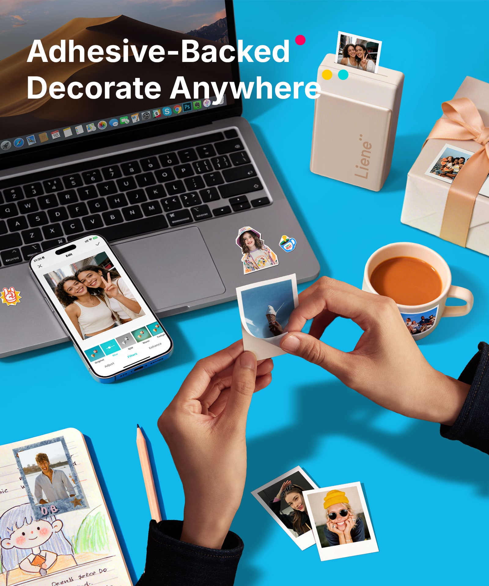 Liene Pearl N200 Pro Portable Photo Printer Gold – 2x3 Inch Bluetooth Sticker Printer 50 Adhesives