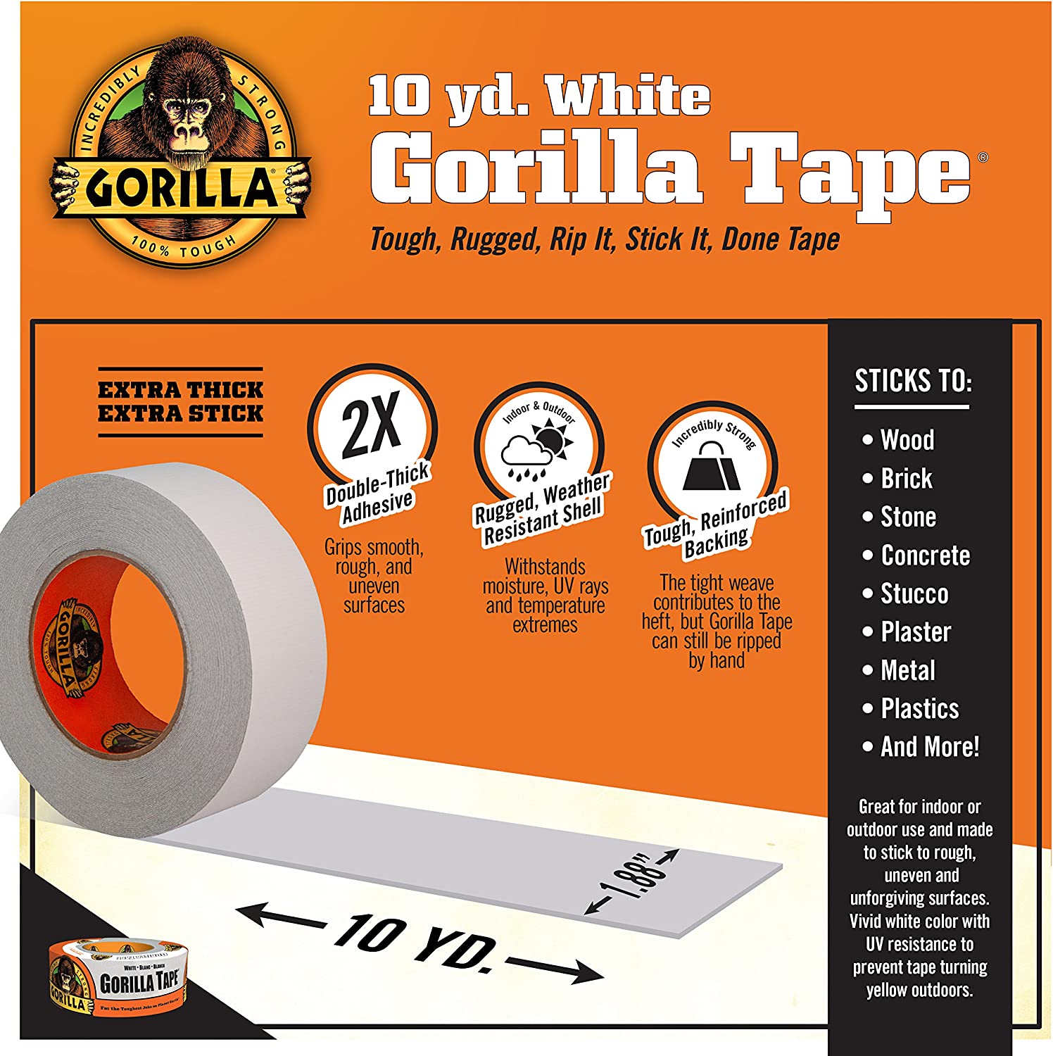 Gorilla Duct Tape [4.8cm x 11m] [Black/White]
