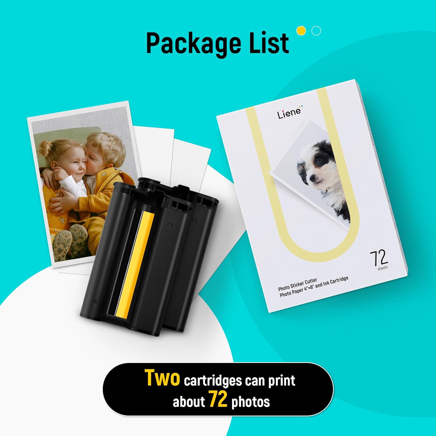 Isi Ulang Kertas Foto & Kartrid Tinta Liene PixCut S1 [72 Lembar] 4x6 Inci Tahan Air, Tahan Pudar