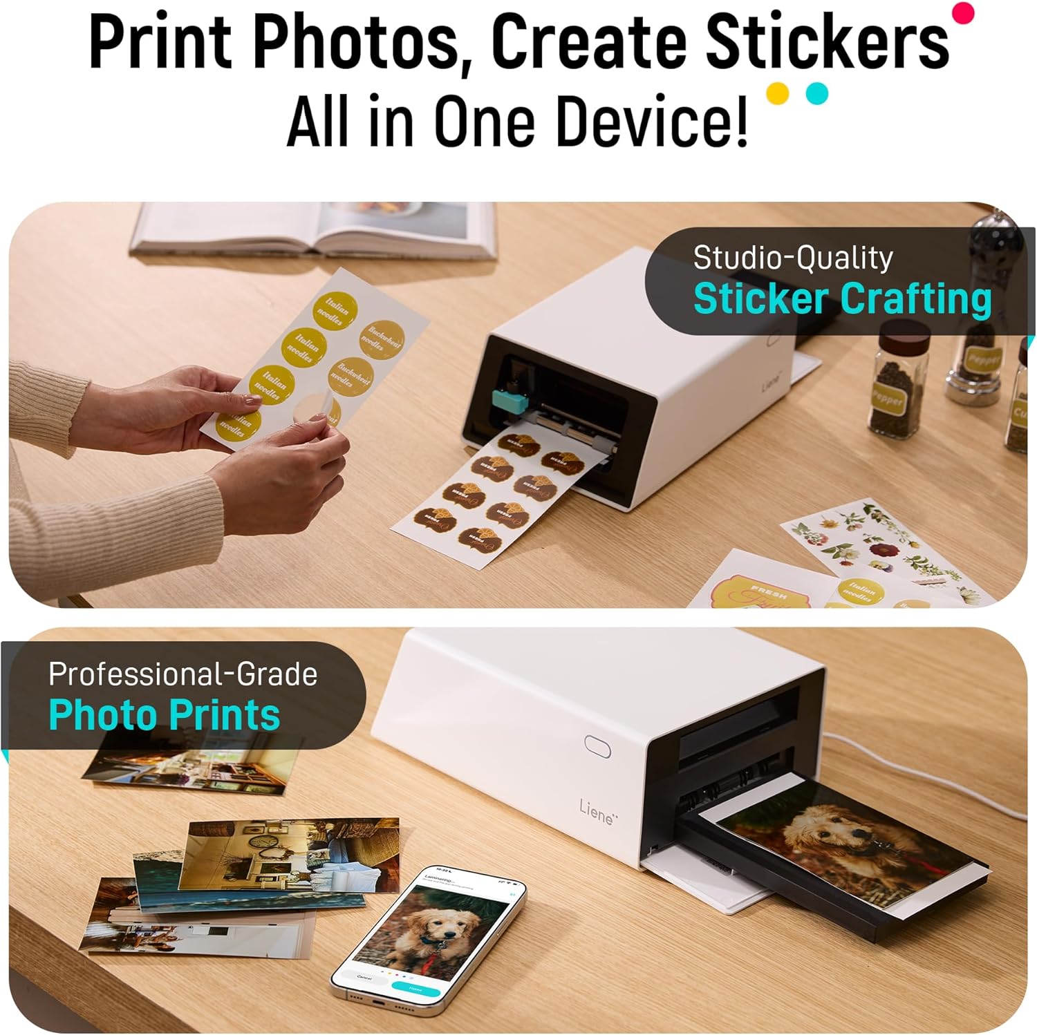 Liene PixCut S1 All-in-One Photo & Sticker Printer with Cutting Machine – 300 DPI Dye Sublimation