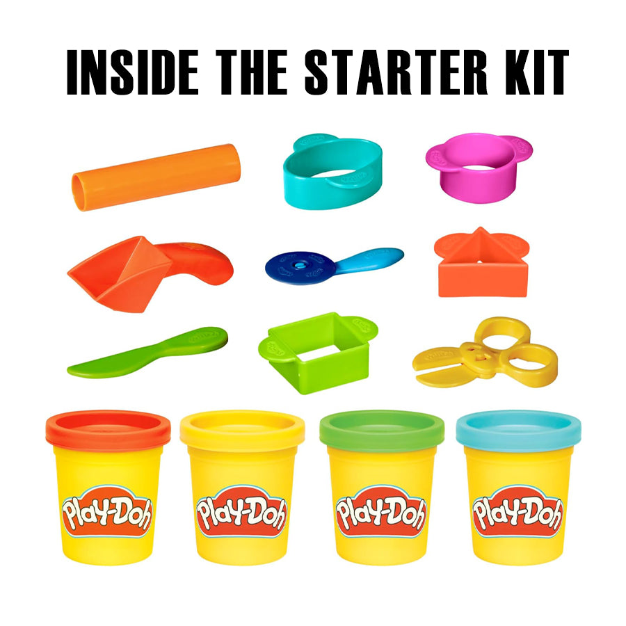 Playdoh Starter Set [Plastic Tools & 4 Cans of Playdoh] Suitable for Young Children Easy Play Creativity Game