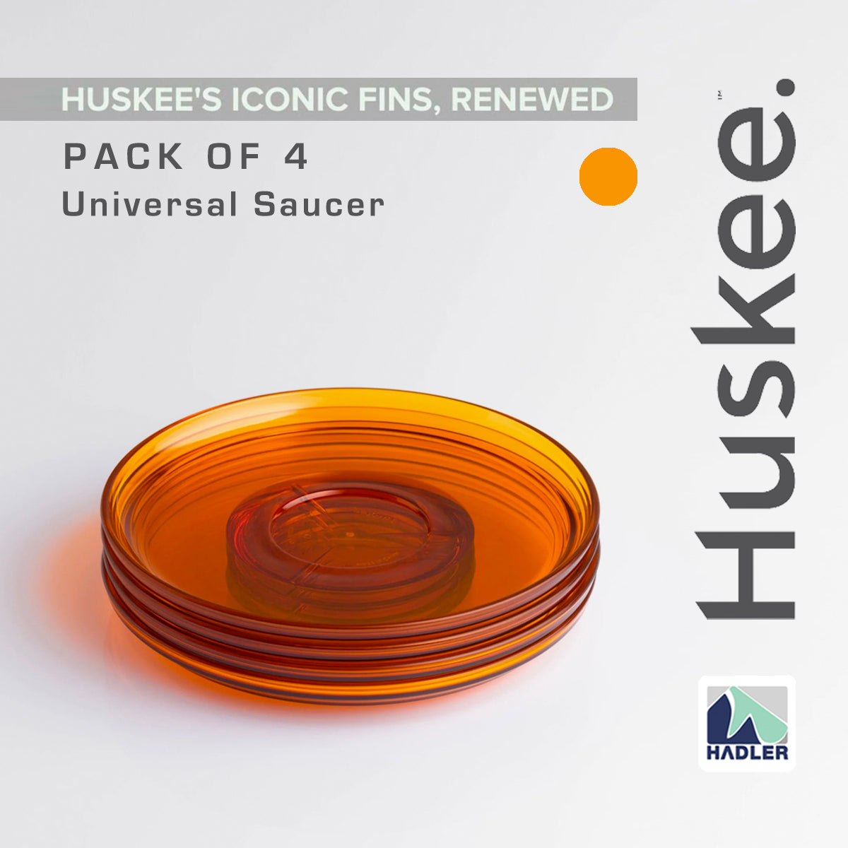 Huskee Renew Pack of 4 Universal Saucer [Amber]