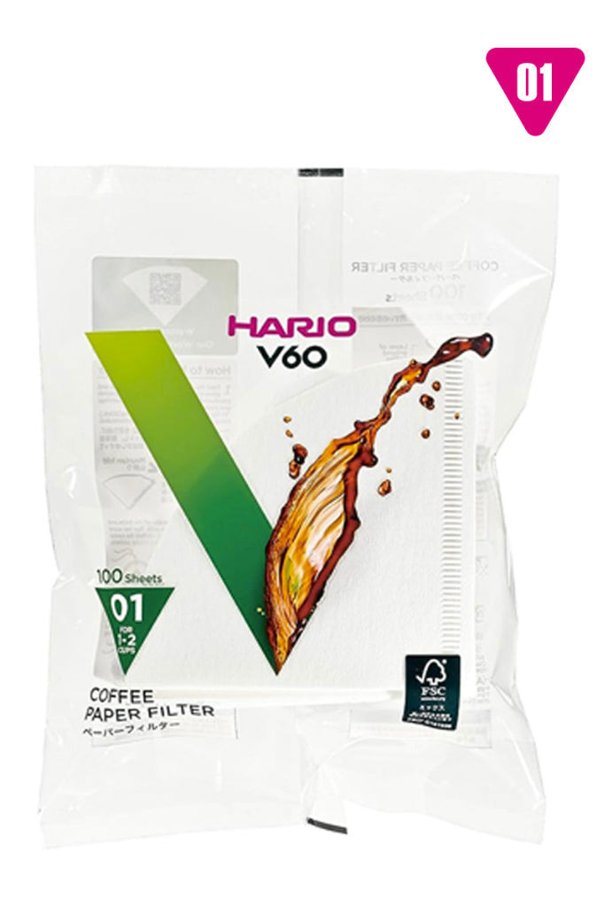 Hario Filter Paper 01 White [10/20/50 Packs] | Hario pour over coffee dripper brewing | The Hadler Store
