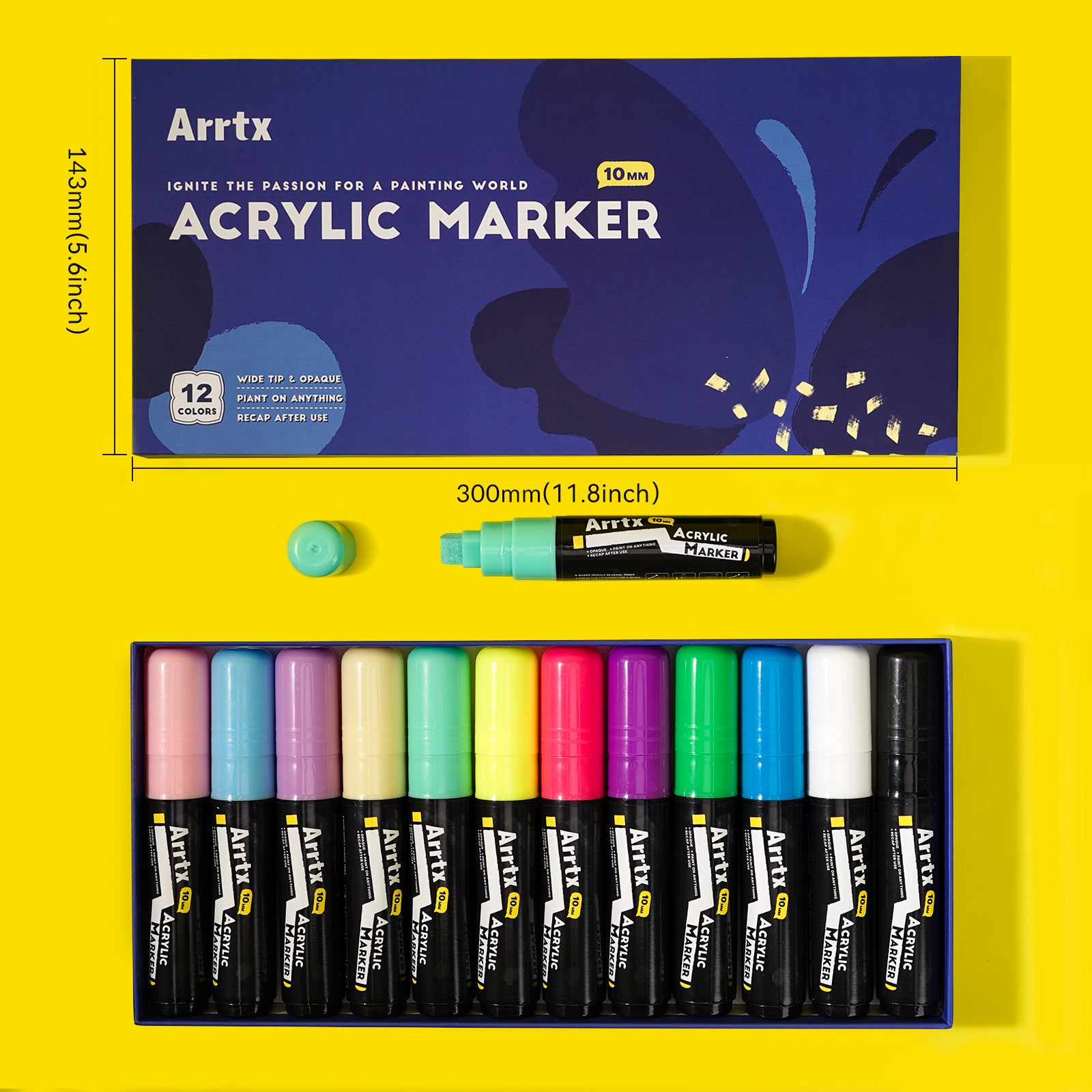 Arrtx 12 Pack Jumbo Markers 10mm nibs