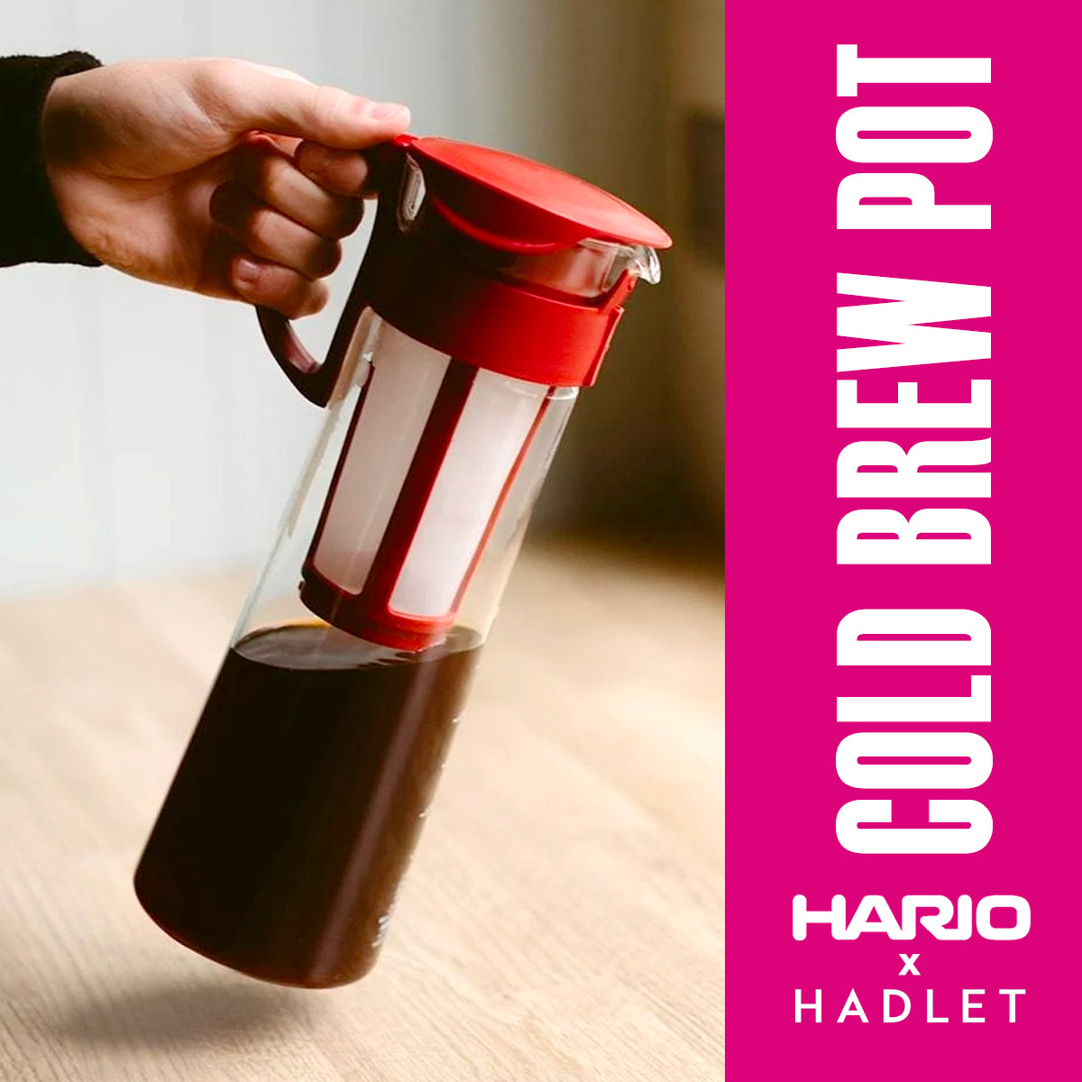 Hario "Mizudashi" Cold Brew Coffee Pot, 600/1000ml, Brown/Red