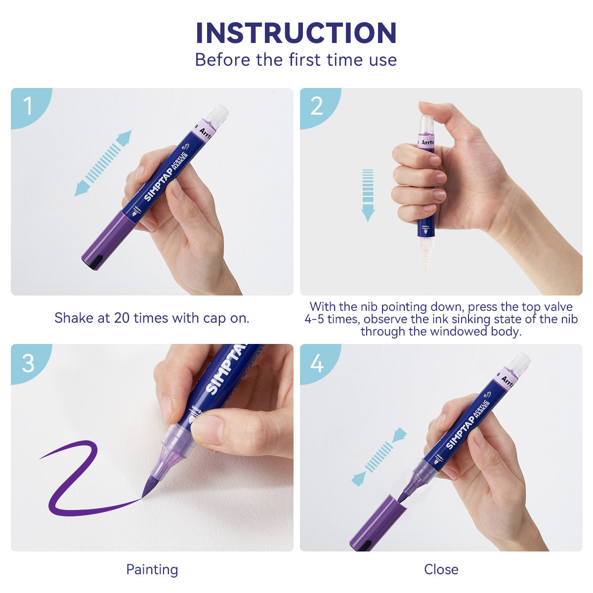 Arrtx Simptap Acrylic Marker 24 Colors