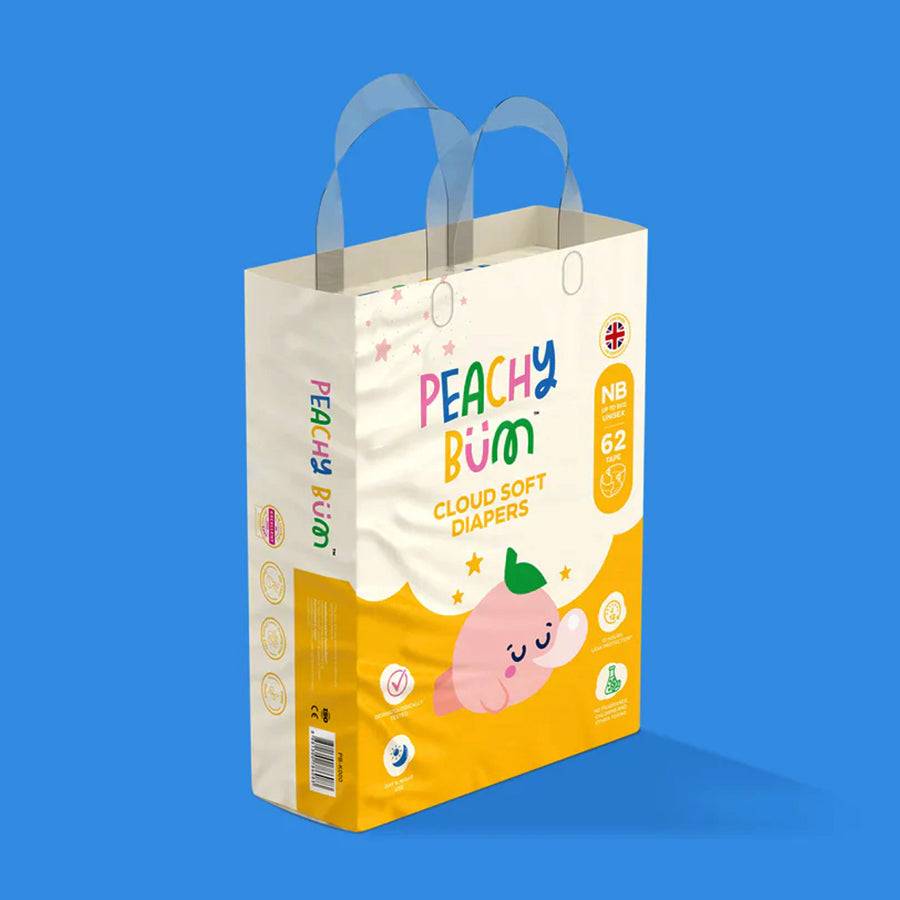 Peachy Bum Cloud Soft Tape Diapers - For New Born (62 Diapers)