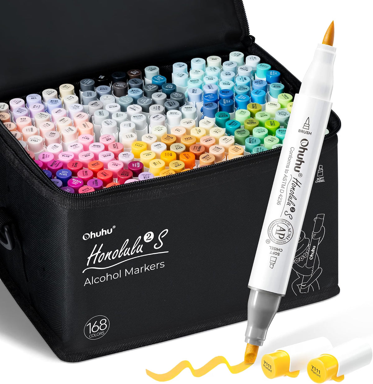 Ohuhu Honolulu 2S Series Alcohol Markers – Brush & Soft Chisel Tip Dual-End Art Marker Set for Artists