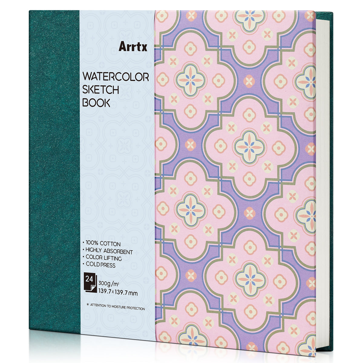 Arrtx 100% Cotton Watercolor Sketchbook 5.47" x 5.47" | 300gsm Artist Journal 24 Sheets