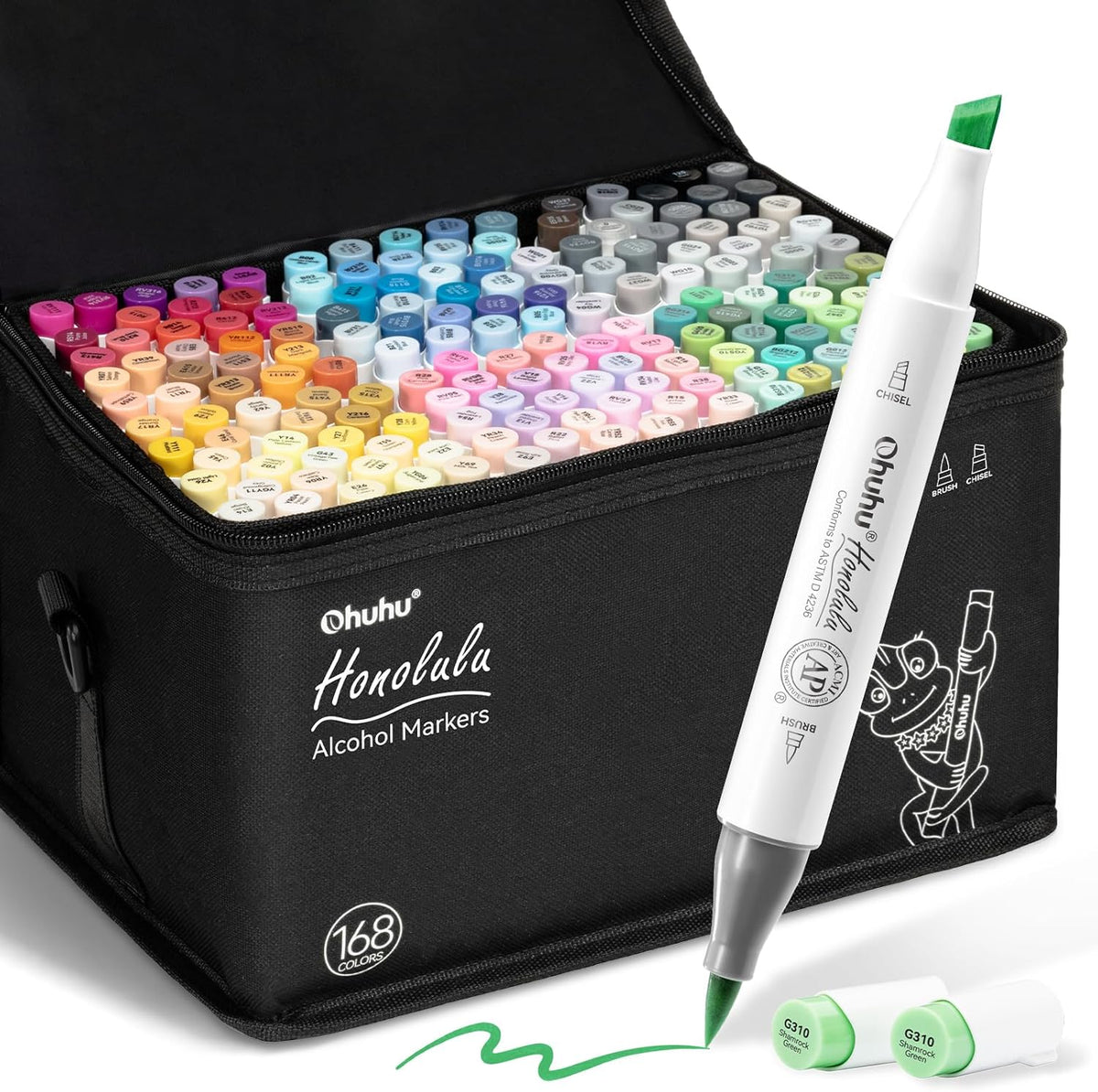 Ohuhu Honolulu Series Alcohol Markers – Brush & Chisel Tip Dual-End Art Marker Set for Artists