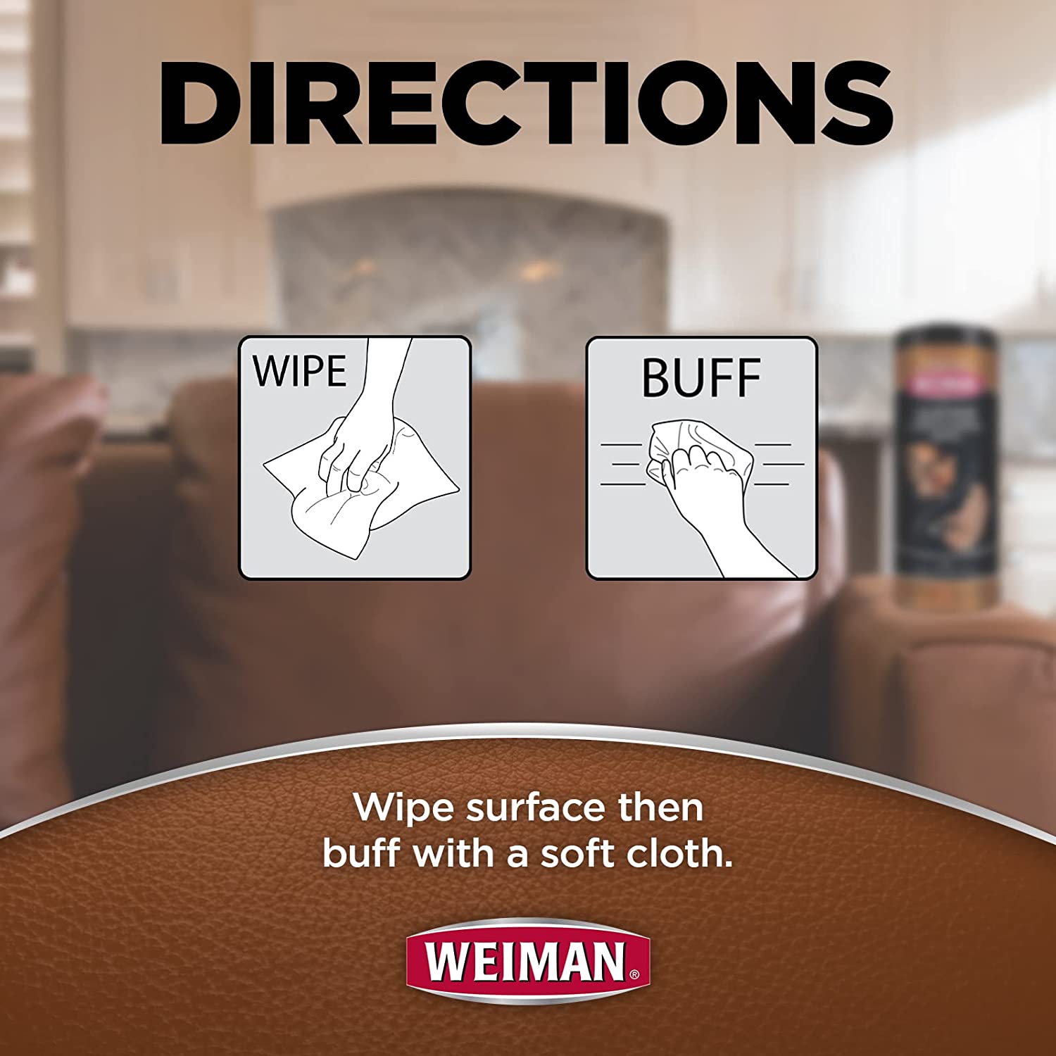 Weiman Leather Wipes, 7 x 8 Inches [Pack of 30]